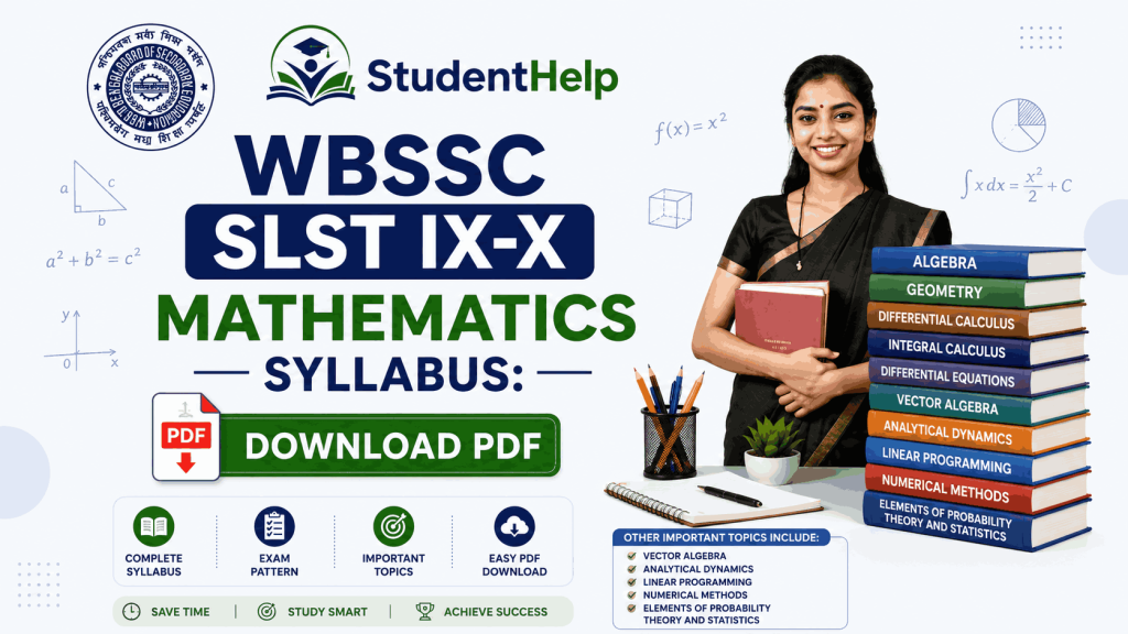 WBSSC SLST IX-X Mathematics Syllabus PDF Download banner featuring mathematics books